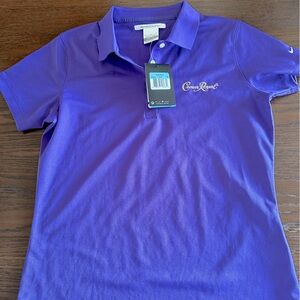 NWT Nike Golf Polo - Purple w/ Gold Crown Royal logo - SIZE Women’s MEDIUM